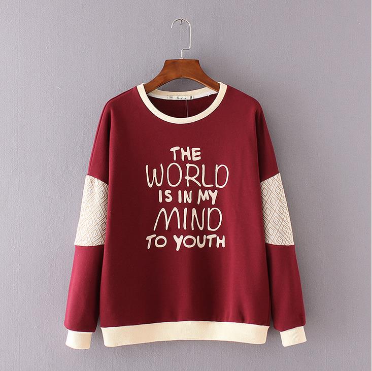 New Spring Autumn Women' Letters Sweatshirt Long Sleeve Cotton O-neck Tops Patchwork Loose Lady' Casual Sweatshirts, As the picture
New Spring Autumn Women' Letters Sweatshirt Long Sleeve Cotton O-neck Tops Patchwork Loose Lady' Casual Sweatshirts, As the picture