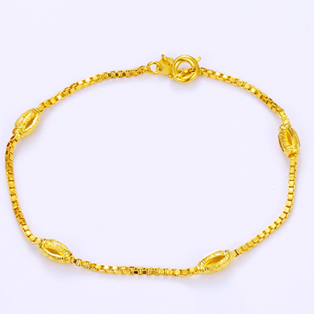 Womens/Girls Wrist Bracelet Box Chain 24K Yellow Gold Filled Solid Bracelet Cla…