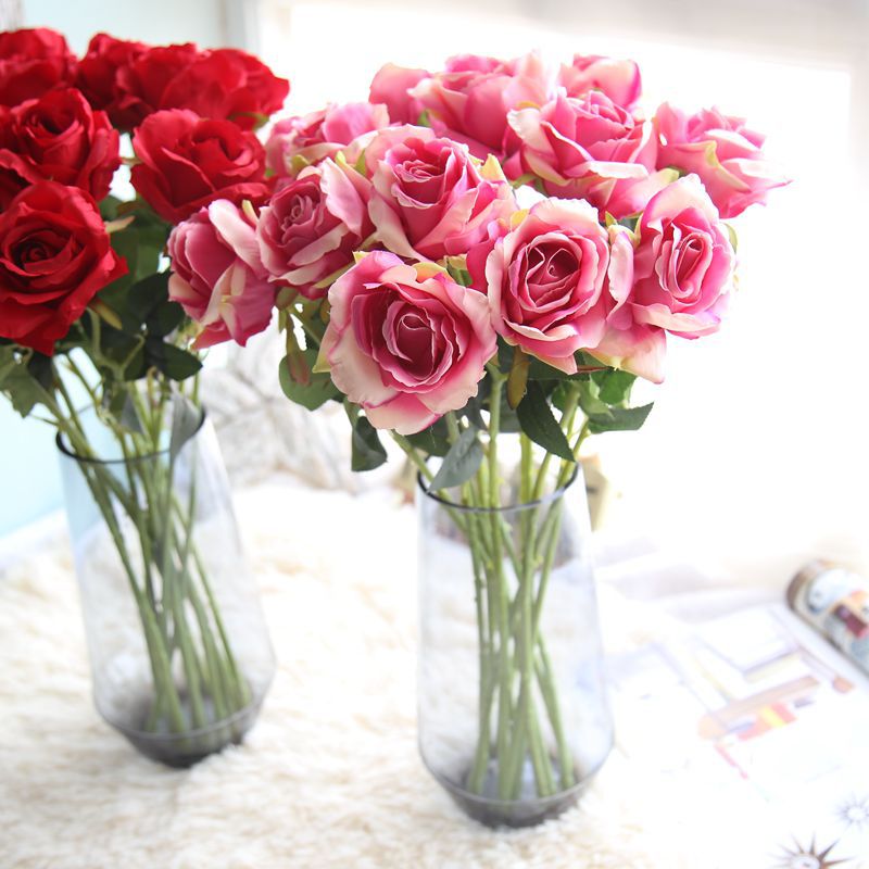 Single branch simulation roses wedding home background flower wall photography scenery for wedding, Pink
Single branch simulation roses wedding home background flower wall photography scenery for wedding, Pink