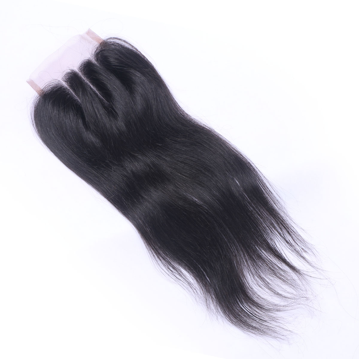Brazilian Virgin Remy Human Hair Weave Closure Straight Natural Black 4x4 Lace Closure Three Middle Free Part