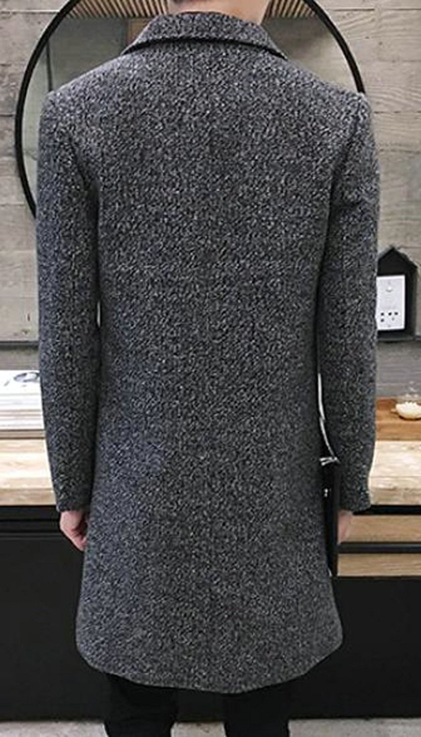 Wholesale- MLG Mens Concise Lapel Mid-long Peacoat Slim Overcoat