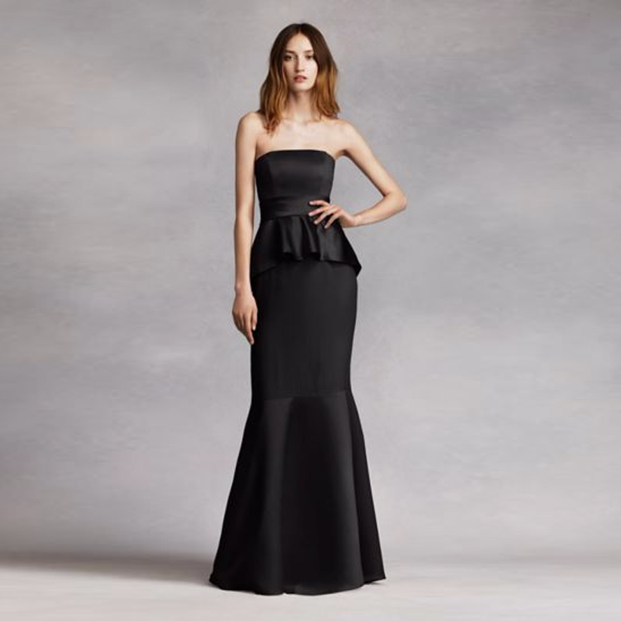 and Matte Crepe Peplum Mermaid Bridesmaid with Satin Sash VW360134 Wedding Party Evening Dress Formal Dresses