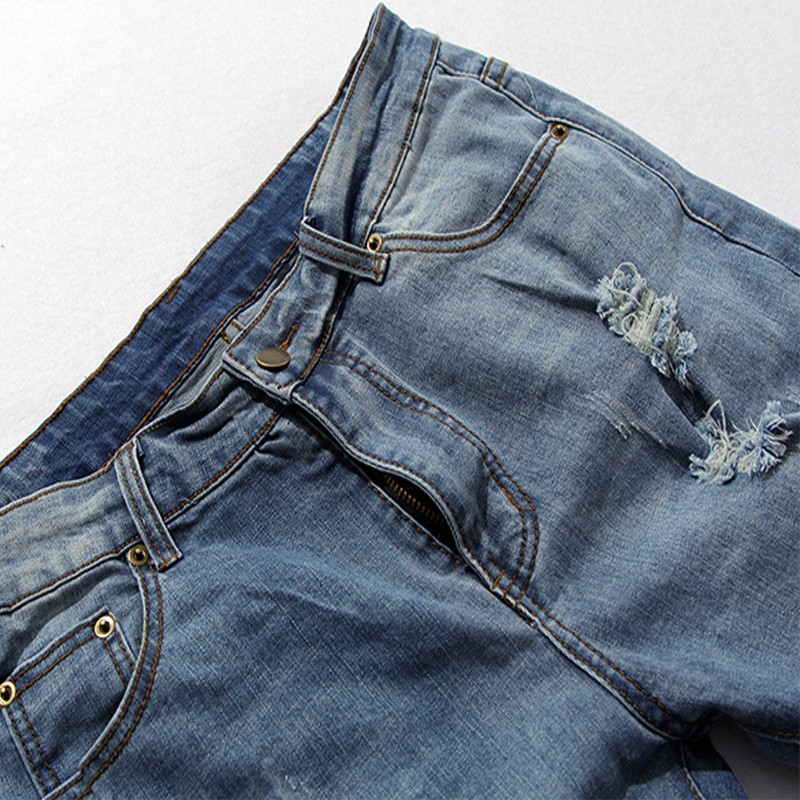 Wholesale-New Hi-Street Men's Blue Ripped Jeans Men Plus Size 30-36 Fashion Male Distressed Skinny Jeans Destroyed Denim Jeans Pants11