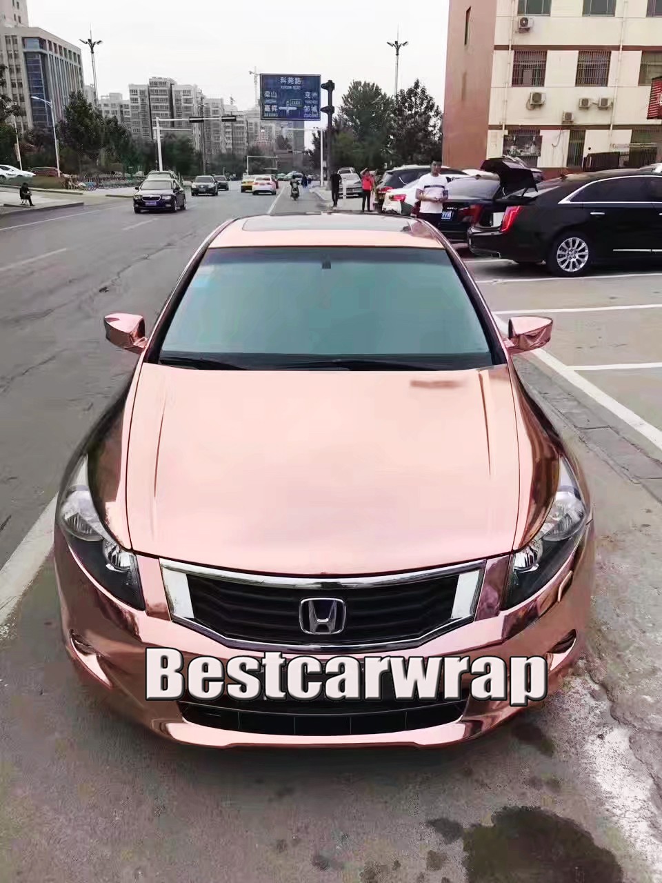 Rose Gold Chrome Gloss CAR Wrap Vinyl With Air bubble Free flexible Mirror Chrome For Car styling size:1.52x20m/Roll 5x66ft