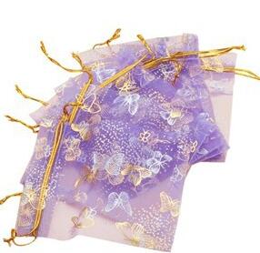 Organza purple butterfly gold gauze Favor Holders bag/gift gauze bag/first jewelry bag 100pcs/lot free shipping WQ25
