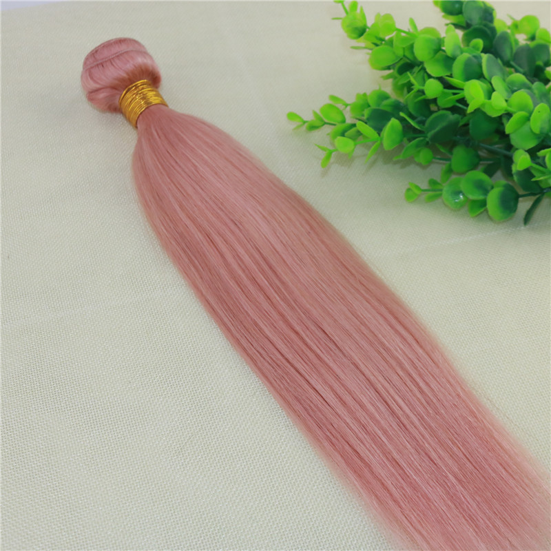 Hot Pink Colorful Human Hair Weave Extensions Rose Gold Brazilian Straight Remy Pink Hair Bundles For Summer Wholesale
