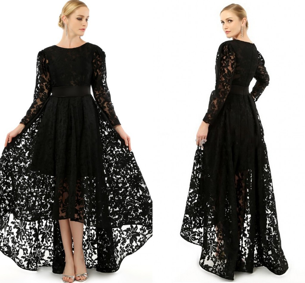 Elegant Black Long Sleeve Plus Size Evening Dresses Crew Neck A Line Formal Lace Hi Lo Prom Party Cocktail Gowns 2020 Mothers Dress
Elegant Black Long Sleeve Plus Size Evening Dresses Crew Neck A Line Formal Lace Hi Lo Prom Party Cocktail Gowns 2020 Mothers Dress