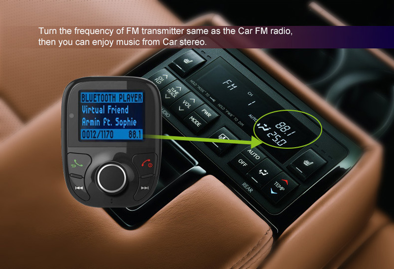 Wireless Bluetooth FM Transmitter with Remote and USB Charger  Multifunctional Car Audio Device Including LCD Display