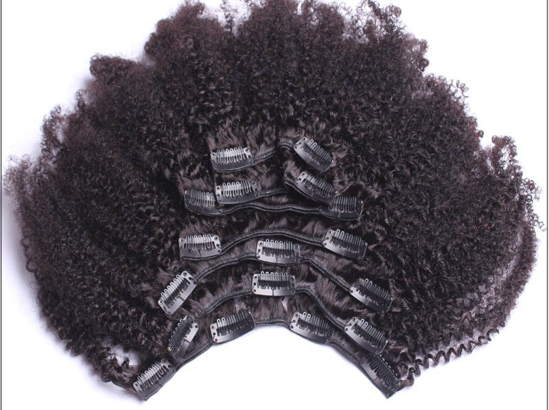 Wholesale Clip in Human Hair Extension 7A Brazilian Virgin Hair Afro Kinky Curly Clip in hair extension for black women