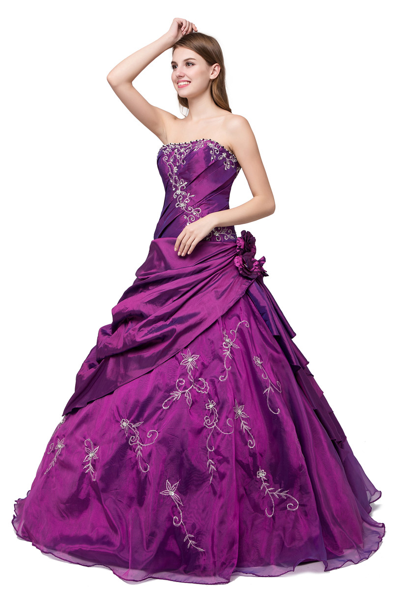 new cheap purple quinceanera dresses for 15 party sweet 16 formal long prom party gowns stock size 216 qc214