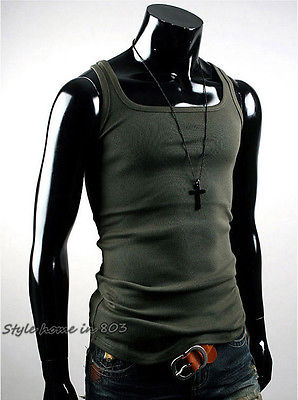 Wholesale- Hot Selling Men Vest T-Shirt Summer Undershirt Mens Tshirt A-Shirt Wife Beater Ribbed Muscle Vest Top New Fashion