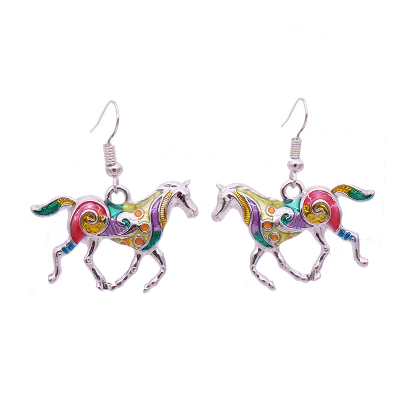 Wholesale-Colorful Horse Necklace Enamel Brincos Vintage Ethnic Animal Pendant For Women Fashion Jewelry 2016 Drop Shipping