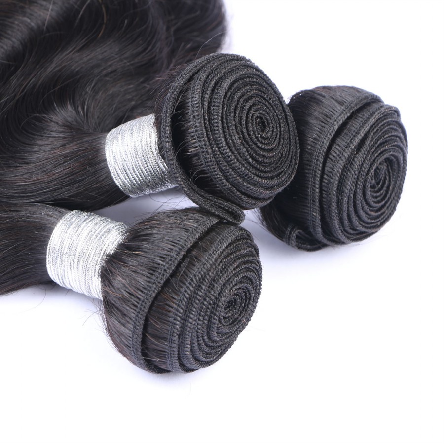 Human Virgin Remy Hair Lace Frontal With 3 Bundles 13X6 Ear To Ear Lace Frontal Body Wave Brazilian Human Hair Weaves Closure