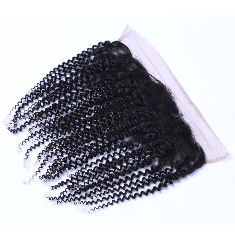 Free shipping Brazilian Kinky Curly 13x4 To Ear Pre Plucked Lace Frontal Closure With Baby Remy Human Hair Free Part