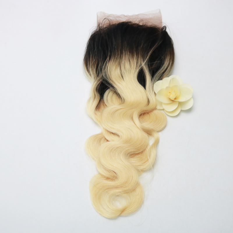 Evermagic Brazilian Remy Human Hair Ombre 1b/613 Blonde 13*4 Lace Frontal Closure Ear to Ear Body Wave Swiss Lace Baby Hair