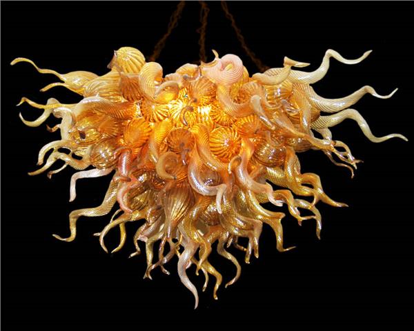Lamps Italy Design Handmade Blown-Glass Style Chandelier Lighting Home Decoration Amber Color Murano Glass LED Chandeliers