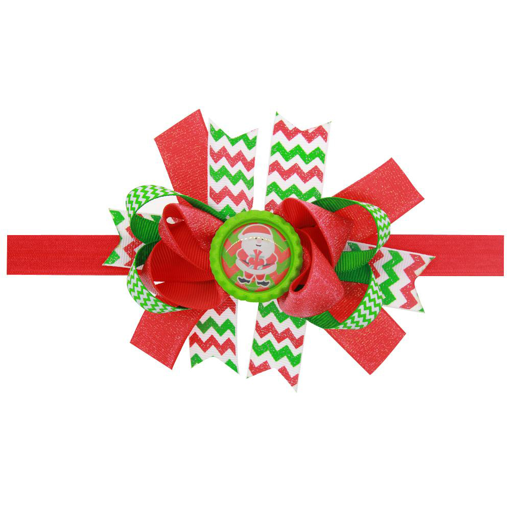 Baby Headbands Bow Girls Christmas Boutique Hair Accessories Kids Flower Elastic Headband Children Snowman Ribbon Bow Hairbands