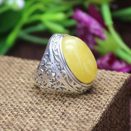 925 Sterling Silver Art Deco Vintage Men Ring 16x22mm Oval Cabochon Semi Mount