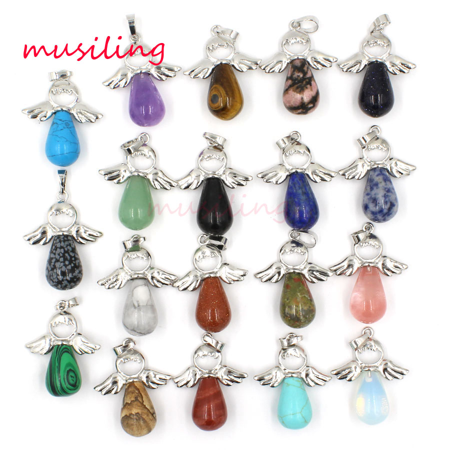 Natural Gem Stone Water Drop Angel Pendant Necklace Pendulum Jewelry For Women Silver Plated Charms Crystal Healing Chakra Amulet Jewelry
Natural Gem Stone Water Drop Angel Pendant Necklace Pendulum Jewelry For Women Silver Plated Charms Crystal Healing Chakra Amulet Jewelry