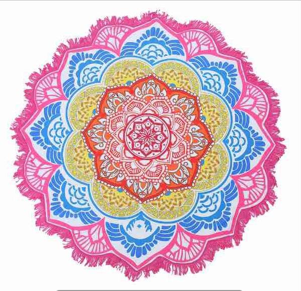 unisex Summer Thin Round Mandala tapestry Hippie Pareo boho Tapestries Wrap shawl Throw Towel blanket Mat Beach Cover Up Scarf G395