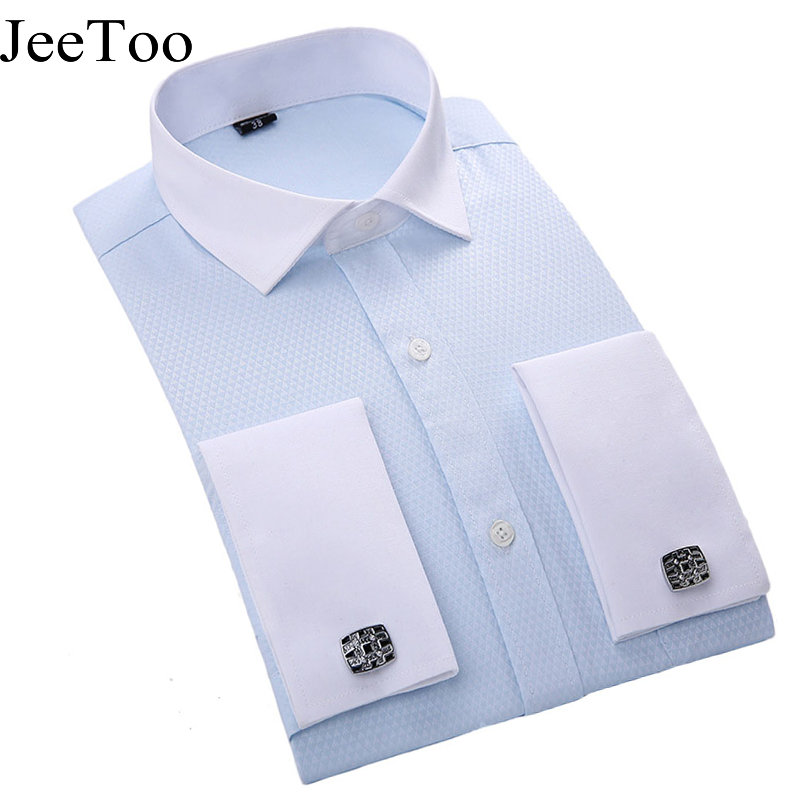 Wholesale- Men French Cufflinks Shirt 2017 New Men's Shirt Long Sleeve Business Male Brand Shirts Slim Fit French Cuff Dress Shirts For Men, Blue02
Wholesale- Men French Cufflinks Shirt 2017 New Men's Shirt Long Sleeve Business Male Brand Shirts Slim Fit French Cuff Dress Shirts For Men, Blue02