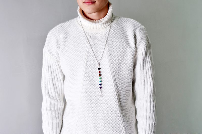 Hot 7 Chakra Stones Point Chakra Pendant Charm Pendant Ankh Yoga Jewelry Semi Precious Stone Fashion Chokers Necklaces For Women