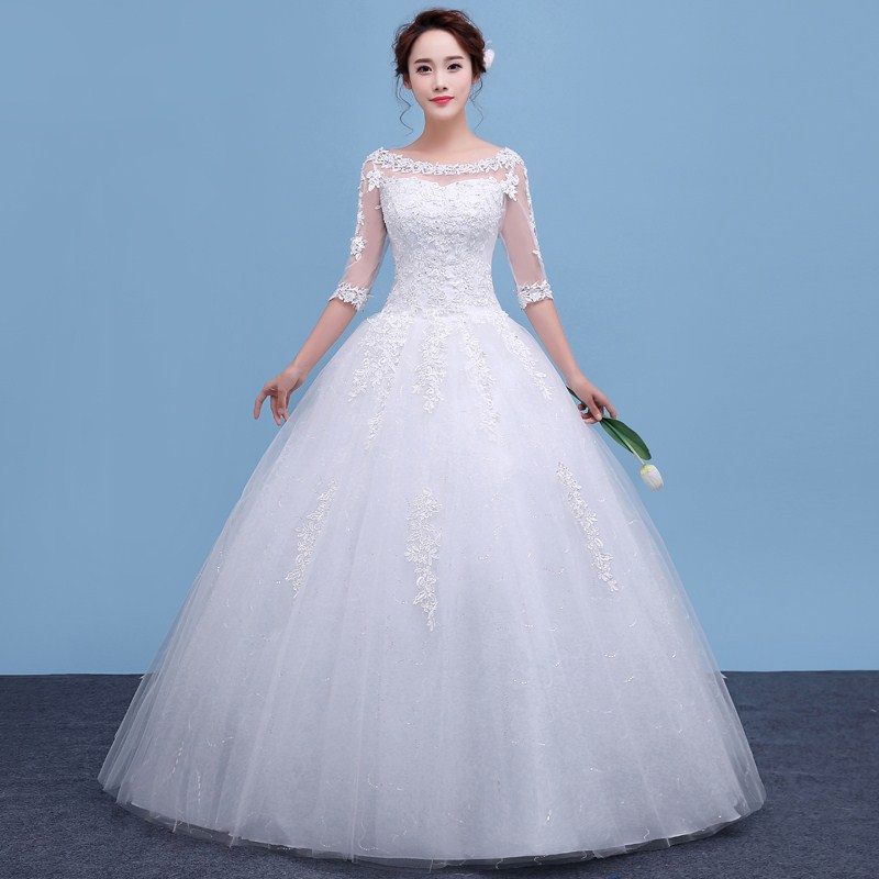 Romantic Scoop Neck Ball Gown Wedding Dresses With Appliques 2018 Lace Tulle Wedding Dress Lace Up, White
Romantic Scoop Neck Ball Gown Wedding Dresses With Appliques 2018 Lace Tulle Wedding Dress Lace Up, White