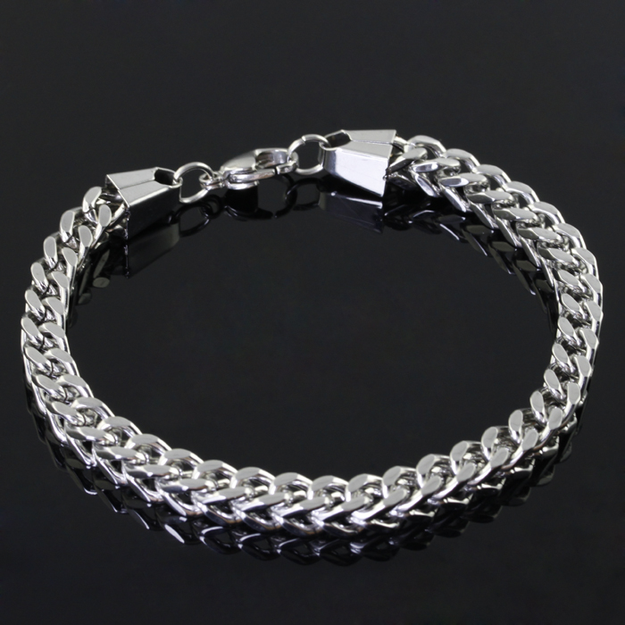 2017 Hot selling Jewelry 316L Stainless Steel Fashion Hip-Hop women Mens square figaro Chain bracelet silver/gold/black 6mm 8.66 inches