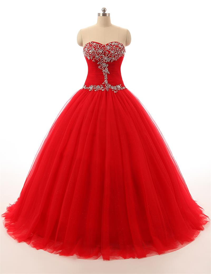 real photo red sweetheart ball gown quinceanera dresses with flower crystals beaded plus size prom pageant debutante party gown bm21