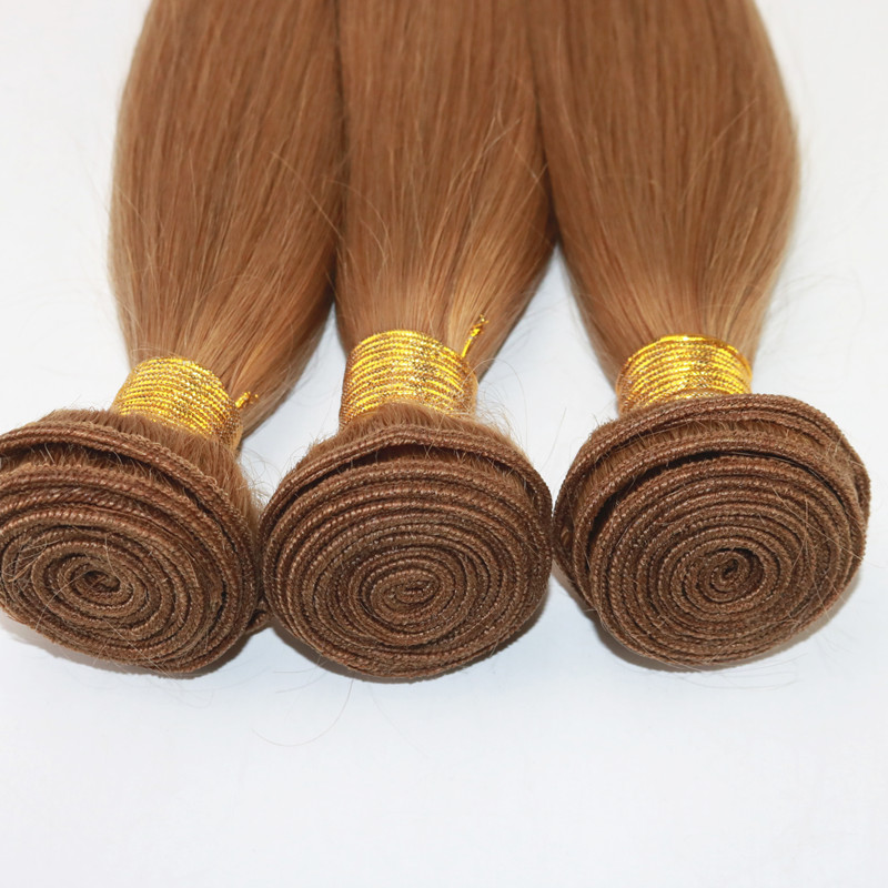 Color 27 Strawberry Blonde Hair Weaves Brazilian Straight Human Hair Extensions Remy Hair Bundles 100G/Piece