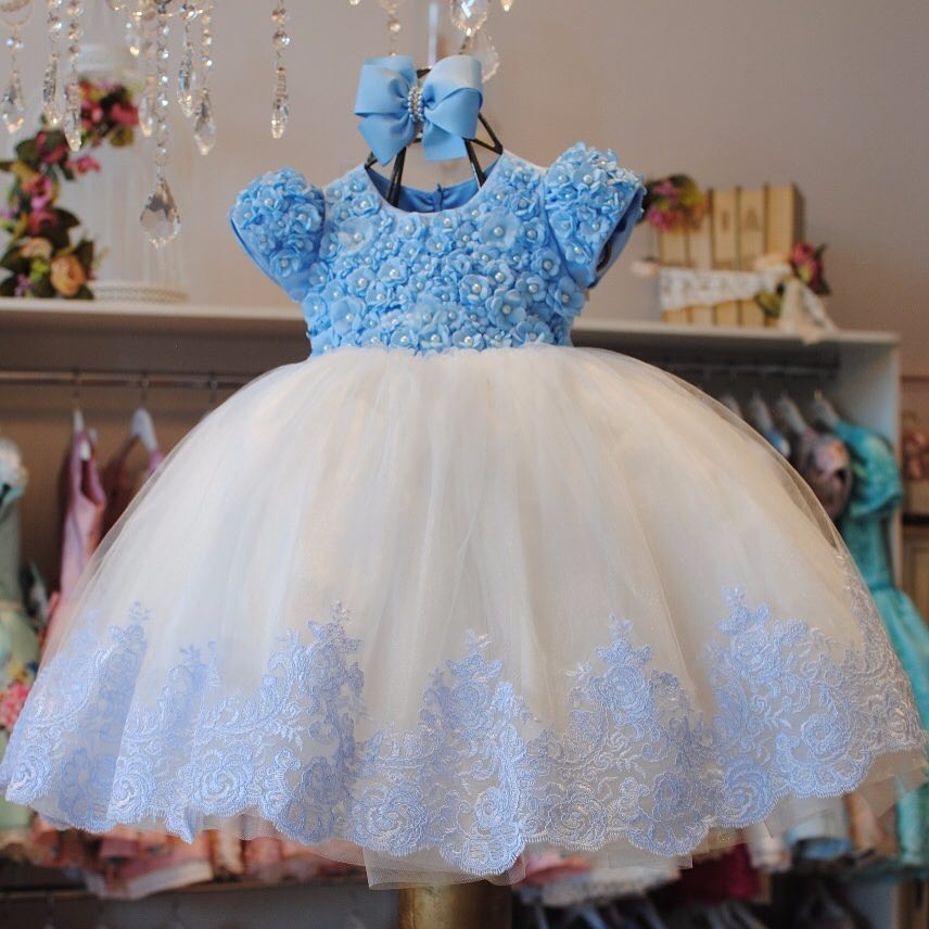 Lovely Lace Ball Gown wer Girl Dresses For Weddings 3D Appliques Little Girls Pageant Dress Short Sleeves Pearls First Communion Gowns