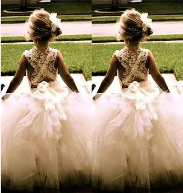 2017 vintage New Flower Girl Dresses Princess Ball Gown Communion Party Pageant Dress for Little Girls Kids/Children Dress for Wedding