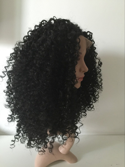 24INCH Beautiful Long Black curly Midle Part womens Hair Front Lace Synthetic Hair wigs