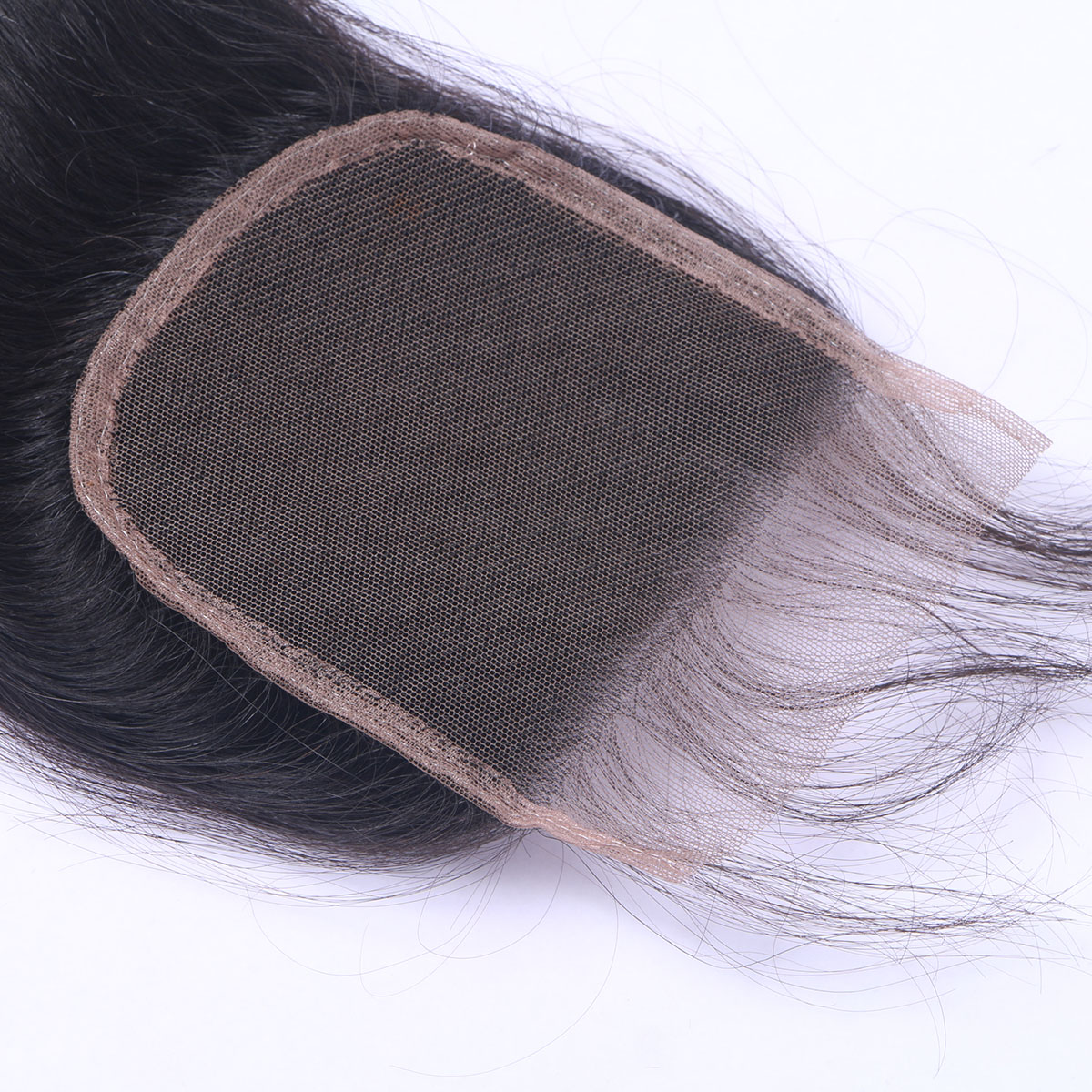 Brazilian Virgin Remy Human Hair Weave Closure Straight Natural Black 4x4 Lace Closure Three Middle Free Part