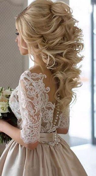 White Champagne Satin Bridal Half Long Sleeve Lace Applique Dresses Sheer Neck Illusion Wedding Gown Buttons Back 0510