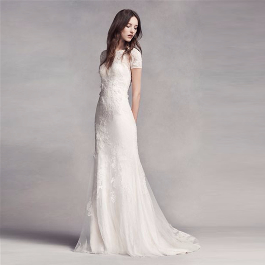 VW351312 Lace Wedding Dress 2019 Short Sleeve Keyhole Back Mermaid Sweep Train Lace Bridal Gown Custom Made Women Gown, White
VW351312 Lace Wedding Dress 2019 Short Sleeve Keyhole Back Mermaid Sweep Train Lace Bridal Gown Custom Made Women Gown, White