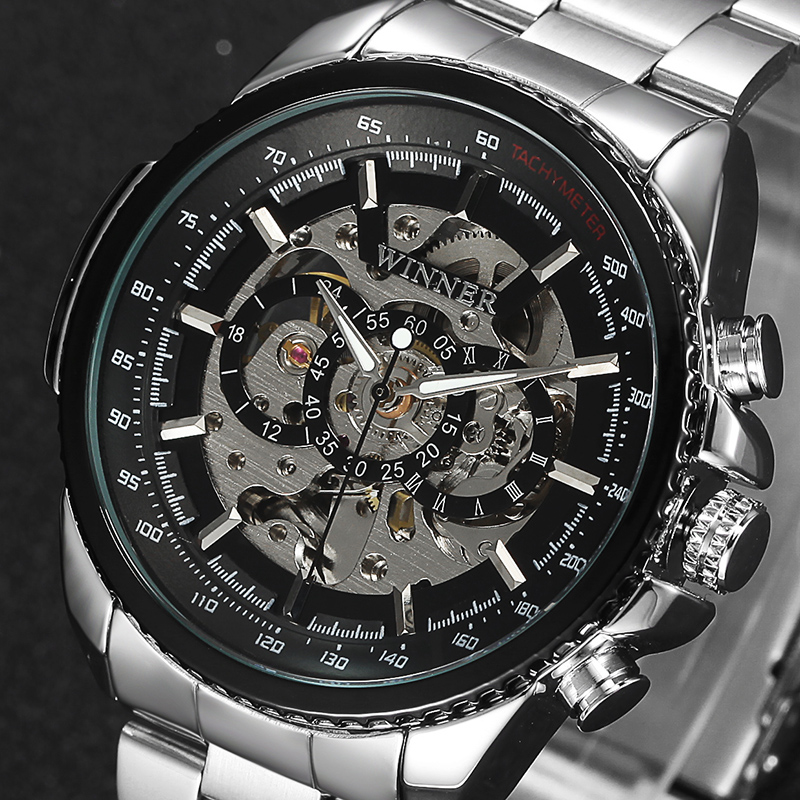 Winner Skeleton Mechanical Watch Luxury Men Black stainless steel Fashion Casual Military Brand Sports Watches Relogios Masculino
Winner Skeleton Mechanical Watch Luxury Men Black stainless steel Fashion Casual Military Brand Sports Watches Relogios Masculino