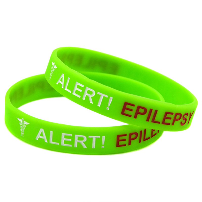 100PCS Epilepsy Silicone Rubber Bracelet Ink Filled Logo Carry This Message As A Reminder in Daily Life