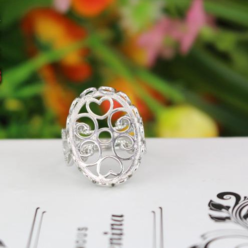 Women Fine Silver Ring Setting 16x22mm Oval Cabochon Semi Mount Engagement Wedding Fashion Ring Silver 925