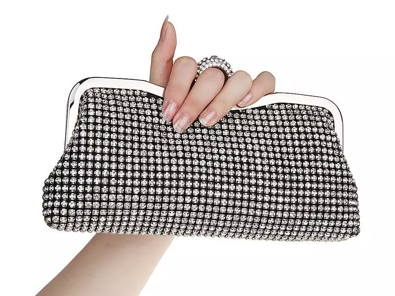 Top quality new Rhinestones Women Clutch Bags Diamonds Finger Ring Evening Bags Crystal Wedding Bridal Handbags Purse Bags Black/Gold Silver