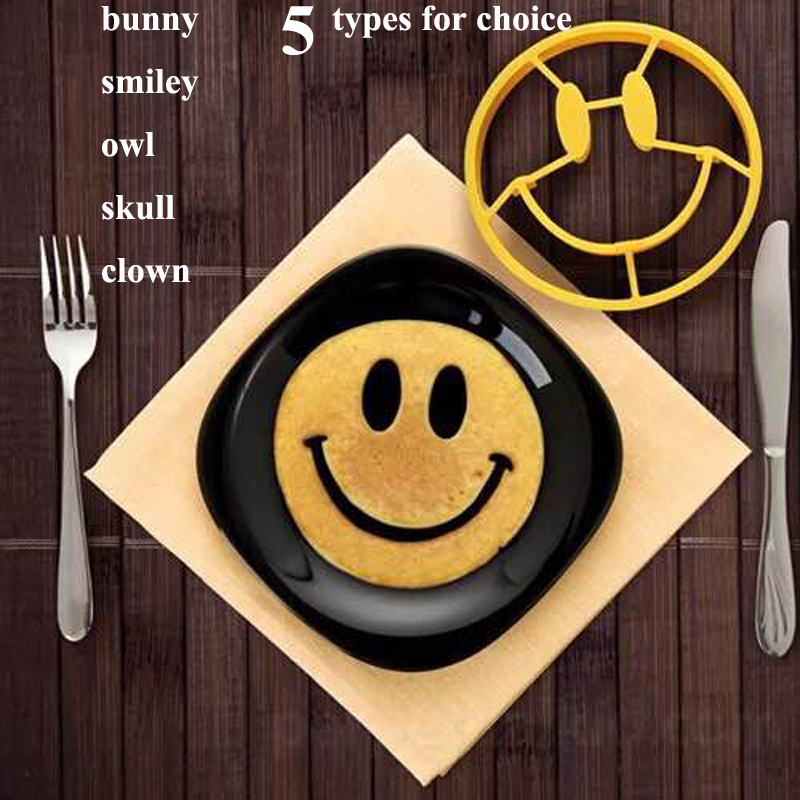 Food Grade Silicone Pancake Omelettes Mold Bunny Smile Breakfast Mould Fried Egg Rings Shaper Smiley Skull Bunny Silica Gel Mold