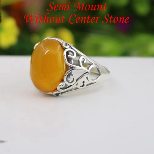 Art Nouveau 925 Sterling Silver Engagement Ring 12x15mm Oval Cabochon Semi Mount Wedding Jewelry Ring Setting