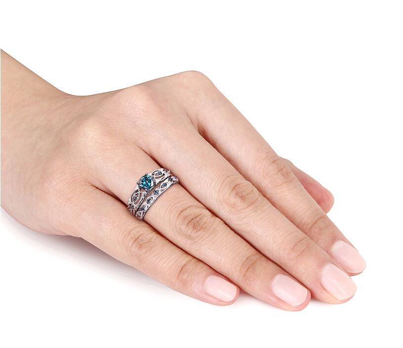 Wholesale Professional Luxury Jewelry 18k White Gold Filled Blue Sapphire CZ Diamond Gemstones Eyes Wedding Women Couple Rings Gift Size5-11