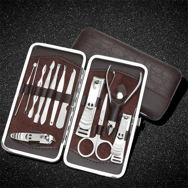 12pcs Stainless steel clippers scissors nail manicure tool big nail clipper nail pick dirt tool dead skin shovel earwax spoon gift sets