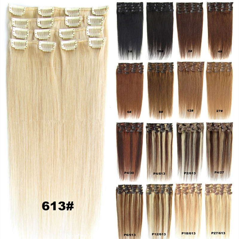 Blond Black Brown Silky Straight Real Human Hair remy Clip in Extensions 15-24 inch 70g 100g 120g Brazilian indian for Full Head Double Weft от DHgate WW