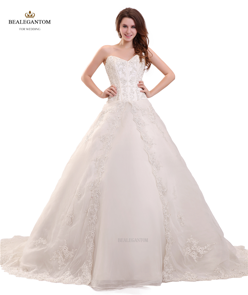 2017 Real Photo Sweetheart Vintage Lace Ball Gown Wedding Dresses Organza Appliques Beaded Cheap Lace Up Plus Size Bridal Gowns BM33