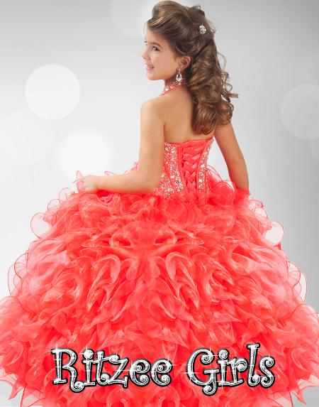 Organza Ball Gown Glitz Girls Pageant Dresses Organza Piping Backless Fink Yellow Full Length Flower Girl Gowns