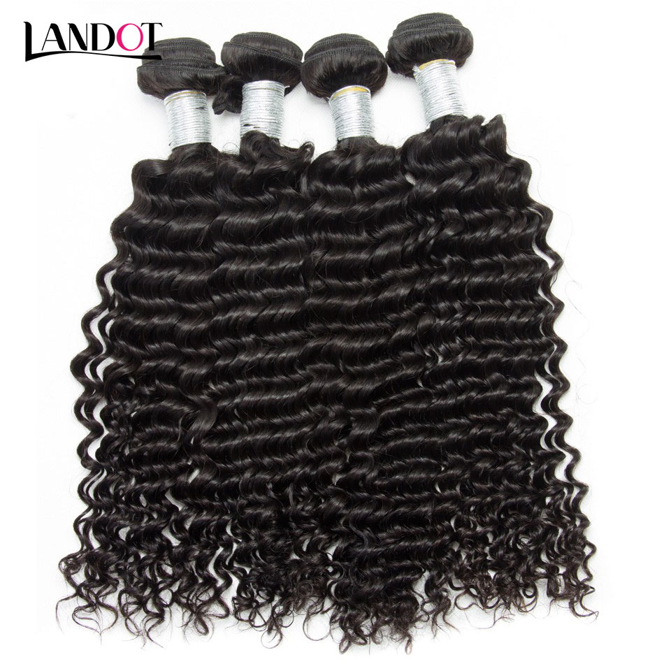 Brazilian Curly Virgin Human Hair Weaves 4 Bundles with Lace Closures Peruvian Malaysian Indian Mongolian Deep Jerry Curly Hair Extensions
