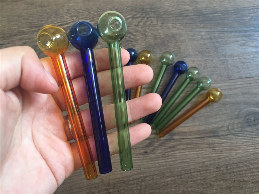 colorful Glass pipe Oil Burner Clear Glass Tube Oil Nail Pipe water smoking Pipe for glass water hookah