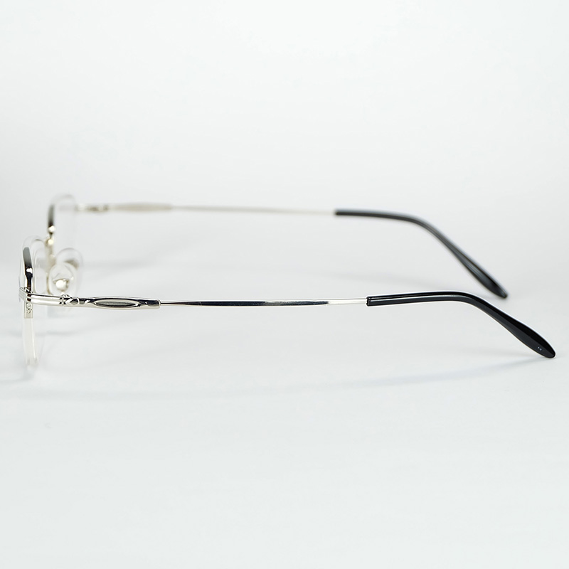 Classical Half Metal Frame Reading Gasses Slim And Light Eyewear With Power Lenses Silver Color For Elder People